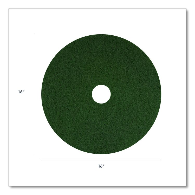 Scrubbing Pad, 16" Diameter, Green, 5/Carton