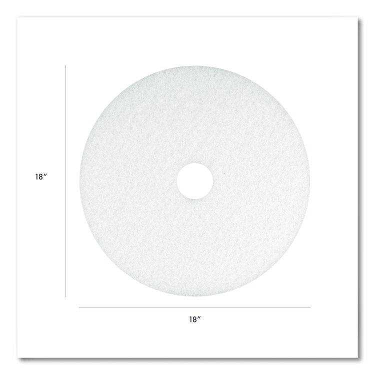 Polishing Pad, 18" Diameter, White, 5/Carton