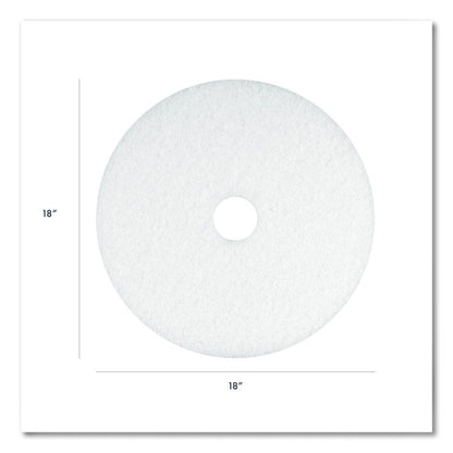 Polishing Pad, 18" Diameter, White, 5/Carton
