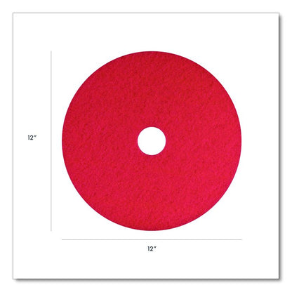 Buffing Pad, 12" Diameter, Red, 5/Carton