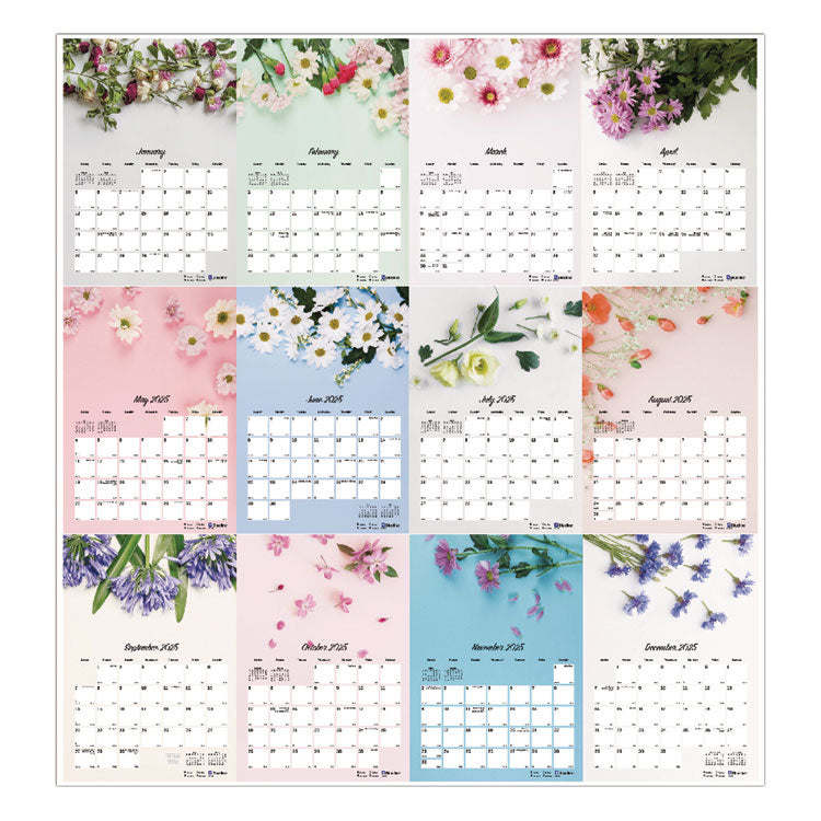 Romantic Wall Calendar, Floral Photography, 12 x 17, White/Multicolor Sheets, 12-Month (Jan to Dec): 2026
