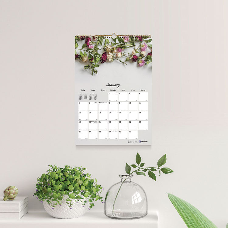 Romantic Wall Calendar, Floral Photography, 12 x 17, White/Multicolor Sheets, 12-Month (Jan to Dec): 2026