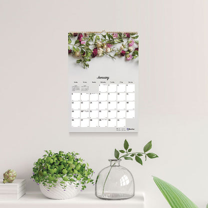 Romantic Wall Calendar, Floral Photography, 12 x 17, White/Multicolor Sheets, 12-Month (Jan to Dec): 2026