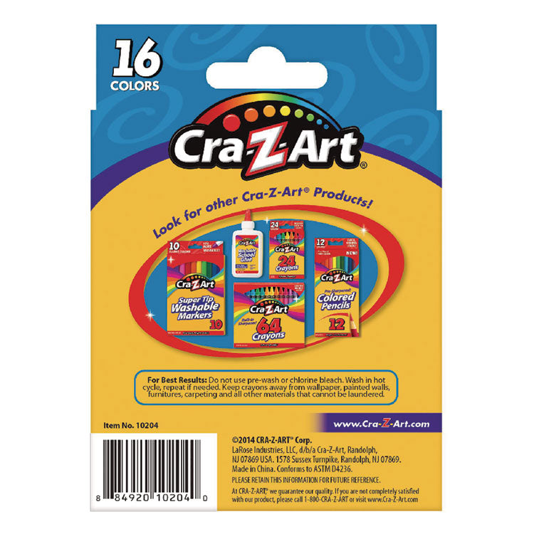 Washable Jumbo Crayons, Jumbo Size, 16 Assorted Colors, 16/Pack