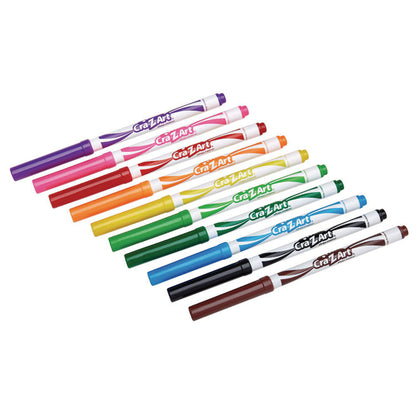 Super Washable Markers, Fine Bullet Tip, Assorted Colors, 10/Set