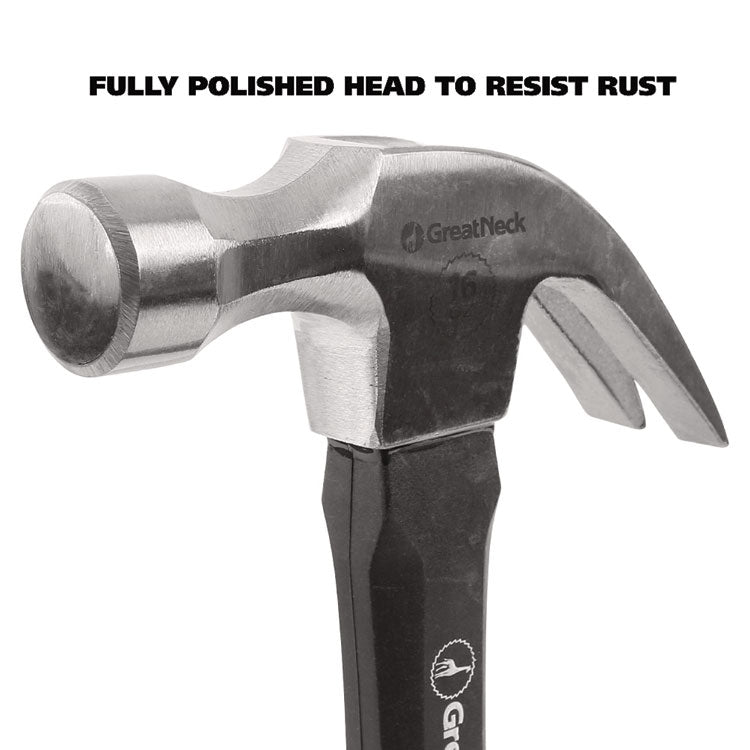 16 oz Claw Hammer with High-Visibility Orange Fiberglass Handle