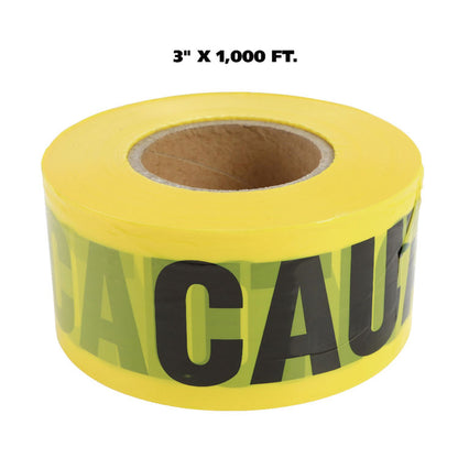 Caution Safety Tape, Non-Adhesive, 3" x 1,000 ft, Yellow
