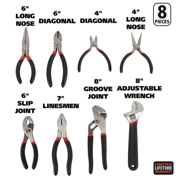 8-Piece Steel Pliers and Wrench Tool Set