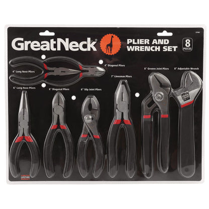 8-Piece Steel Pliers and Wrench Tool Set
