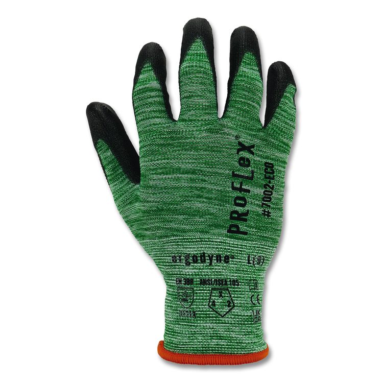 ProFlex 7002-ECO Recycled PU Coated Gloves, EN388: 3131, 7.25" Long, Small, Green, Pair