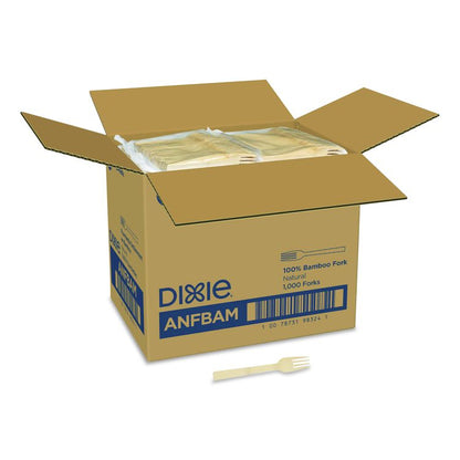 Bamboo Cutlery, Mediumweight Fork, Paper, Light Golden, 100/Pack, 10 Packs/Carton