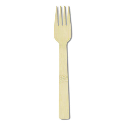Bamboo Cutlery, Mediumweight Fork, Paper, Light Golden, 100/Pack, 10 Packs/Carton