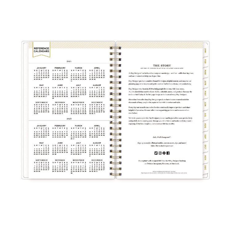 Day Designer Tile Weekly/Monthly Planner, Geometric Artwork, 8 x 5, Blue/White Cover, 12-Month (Jan to Dec): 2026