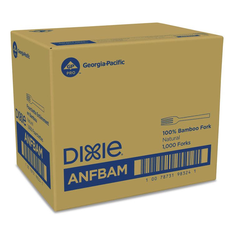 Bamboo Cutlery, Mediumweight Fork, Paper, Light Golden, 100/Pack, 10 Packs/Carton