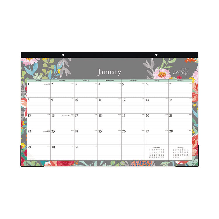 Sophie Desk Pad, Floral Artwork, 17 x 11, Multicolor Sheets, Black Binding, Clear Corners, 12-Month (Jan to Dec): 2026