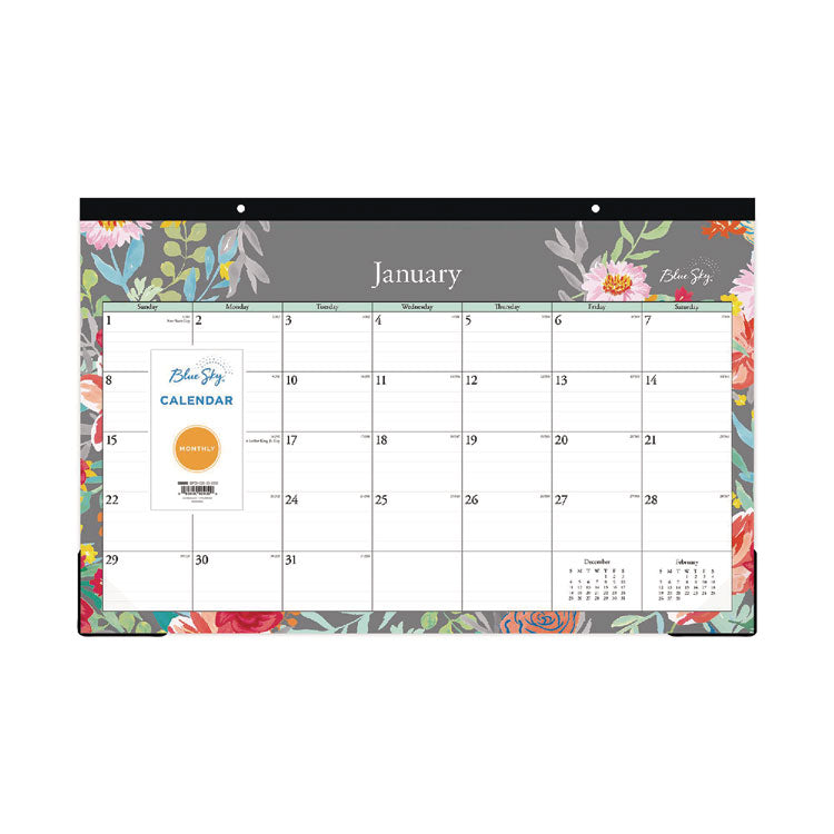 Sophie Desk Pad, Floral Artwork, 17 x 11, Multicolor Sheets, Black Binding, Clear Corners, 12-Month (Jan to Dec): 2026