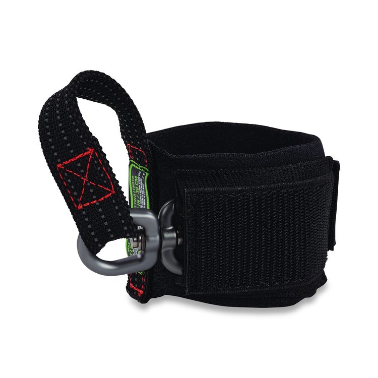 Squids 3122 Pull-On Wrist Tool Lanyard with Carabiner Anchor, 5 lb Max Working Capacity, 7" Long, Black