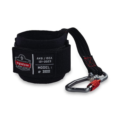 Squids 3122 Pull-On Wrist Tool Lanyard with Carabiner Anchor, 5 lb Max Working Capacity, 7" Long, Black