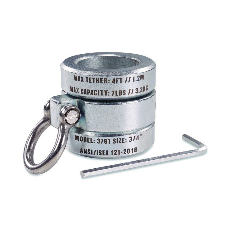Squids 3791 Sleever/Connecting Bar Lock Collar with Tool Attachment Point, 7 lb Max Working Capacity, 0.75" Long, Silver