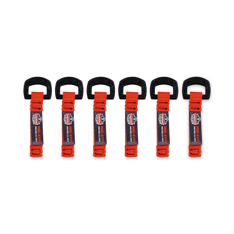 Squids 3707 Web Tool Tether Attachment w/ Non-Conductive D-Ring Tool Tails, 2 lb Max Working Capacity, 3.5", Orange, 6/Pack