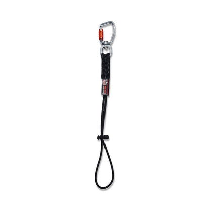 Squids 3714 Elastic Tool Tail Lanyard w/Carabiner and Cinch Loop, 10 lb Max Working Capacity, 15" Long, Black, 3/Pack