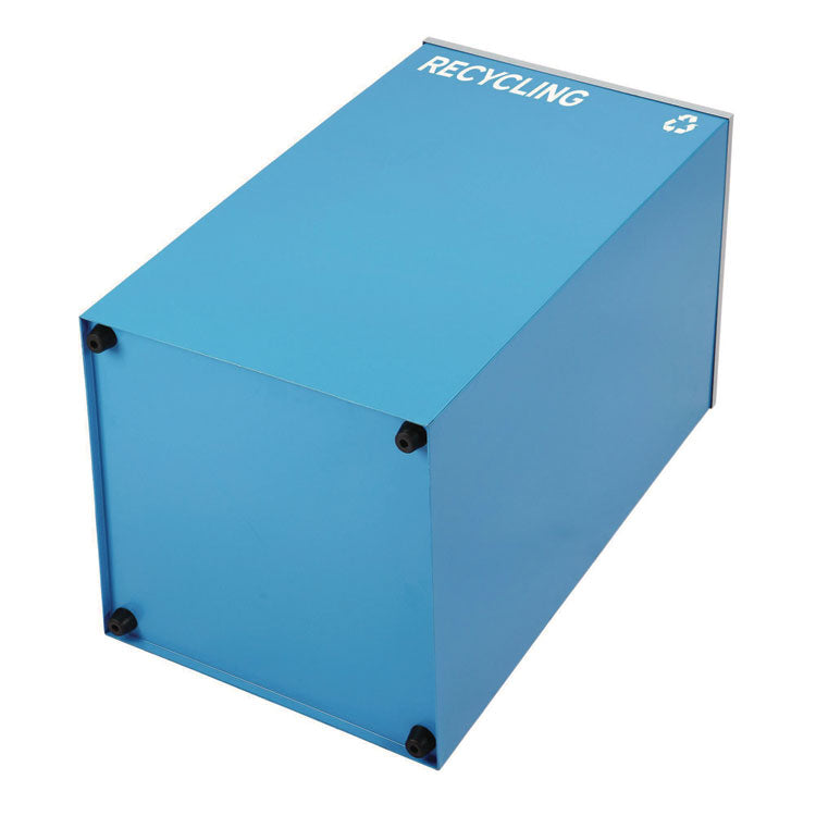 29 Gallon Trash/Recycling Cans, Steel, Blue Recycling Can with Square Lid, Black Trash Can with Square Lid