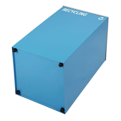 29 Gallon Trash/Recycling Cans, Steel, Blue Recycling Can with Square Lid, Black Trash Can with Square Lid