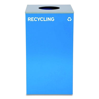 29 Gallon Trash/Recycling Cans, Steel, Blue Recycling with Circle Lid, Black Trash Can with Square Lid