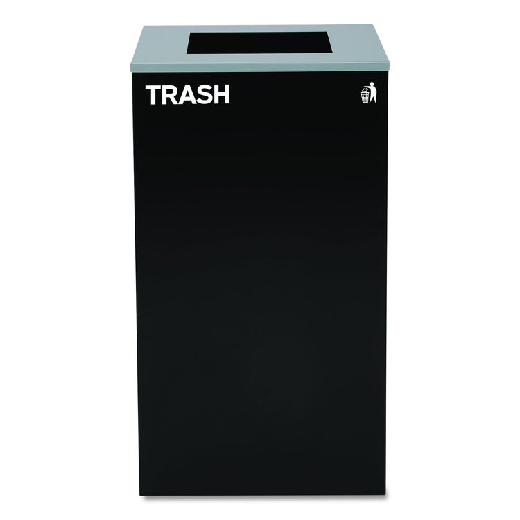 29 Gallon Trash/Recycling Cans, Steel, Blue Cans/Bottles Recycling with Circle Lid, Black Trash Can with Square Lid