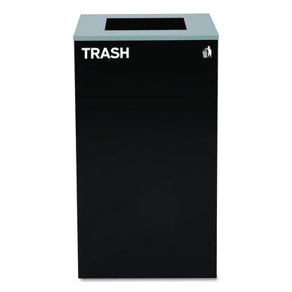 29 Gallon Trash/Recycling Cans, Steel, Blue Cans/Bottles Recycling with Circle Lid, Black Trash Can with Square Lid