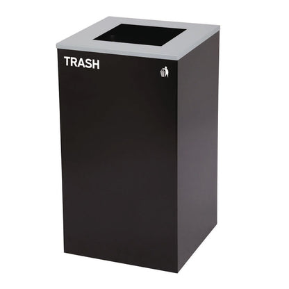 29 Gallon Trash/Recycling Cans, Steel, Green Recycling Can with Square Lid, Black Trash Can with Square Lid