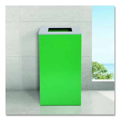 29 Gallon Trash/Recycling Cans, Steel, Green Recycling Can with Square Lid, Black Trash Can with Square Lid