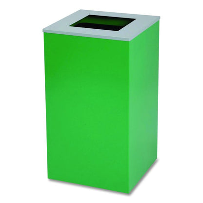 29 Gallon Trash/Recycling Cans, Steel, Green Recycling Can with Square Lid, Black Trash Can with Square Lid