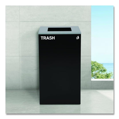 29 Gallon Trash/Recycling Cans, Steel, Green Recycling Can with Square Lid, Black Trash Can with Square Lid