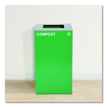 29 Gallon Trash/Recycling Cans, Steel, Green Compost Can with Square Lid, Black Trash Can with Square Lid