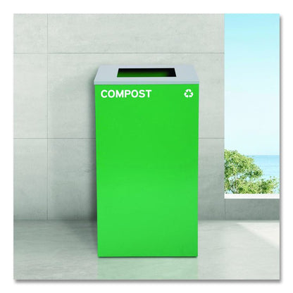 29 Gallon Trash/Recycling Cans, Steel, Green Compost Can with Square Lid, Black Trash Can with Square Lid