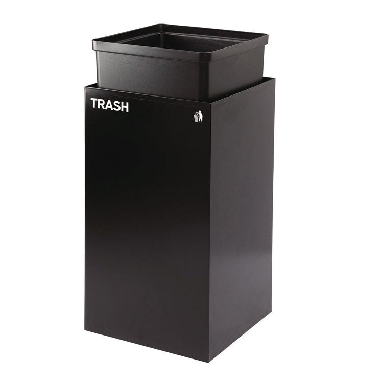 29 Gallon Trash/Recycling Cans, Steel, Green Compost Can with Square Lid, Black Trash Can with Square Lid