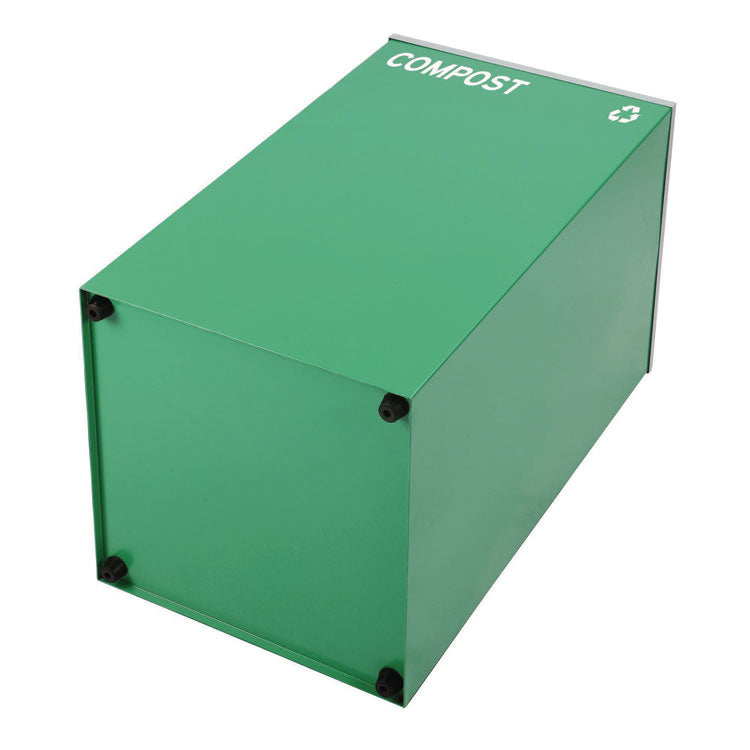 29 Gallon Trash/Recycling Cans, Steel, Green Compost Can with Square Lid, Black Trash Can with Square Lid