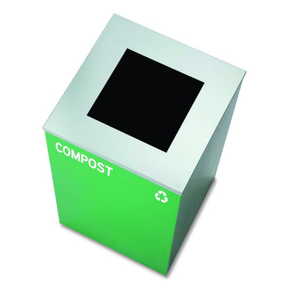 29 Gallon Trash/Recycling Cans, Steel, Green Compost Can with Square Lid, Black Trash Can with Square Lid