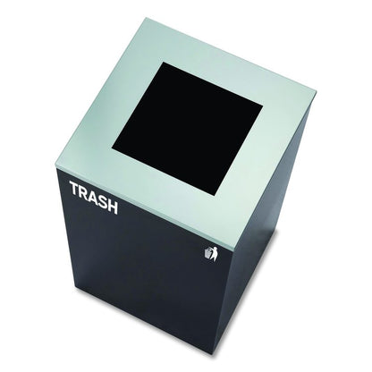 29 Gallon Trash/Recycling Cans, Steel, Green Compost Can with Square Lid, Black Trash Can with Square Lid