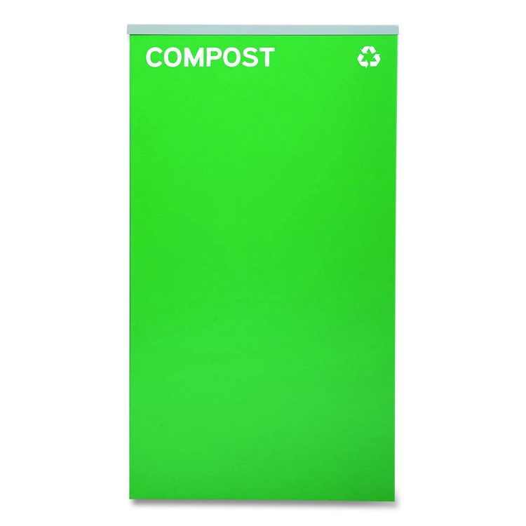 29 Gallon Trash/Recycling Cans, Steel, Green Compost Can with Square Lid, Black Trash Can with Square Lid