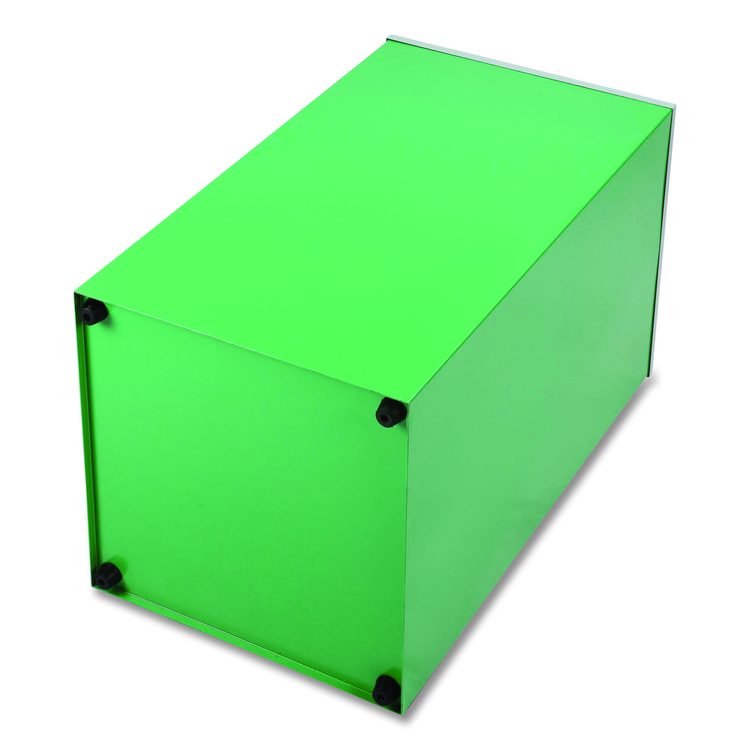 29 Gallon Trash/Recycling Cans, Steel, Green Mixed Recycling Can with Square Lid, Black Trash Can with Square Lid