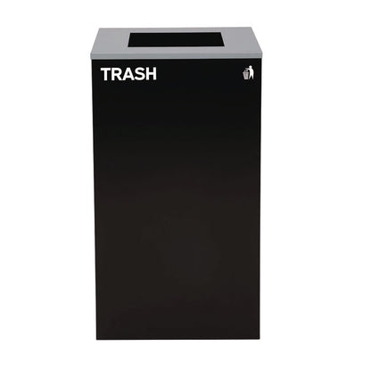 29 Gallon Trash/Recycling Cans, Steel, Green Mixed Recycling Can with Mixed Lid, Black Trash Can with Square Lid