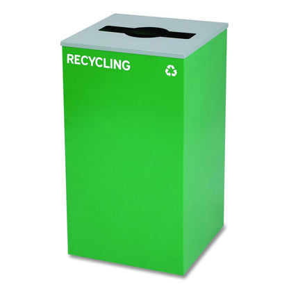 29 Gallon Trash/Recycling Cans, Steel, Green Recycling Can with Mixed Lid, Black Trash Can with Square Lid