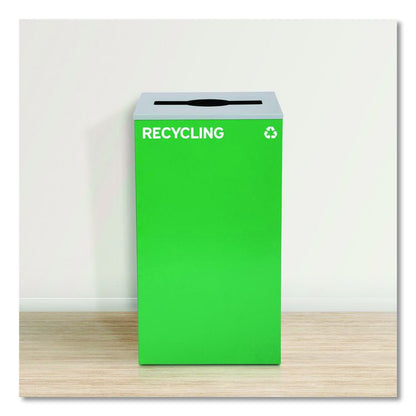 29 Gallon Trash/Recycling Cans, Steel, Green Recycling Can with Mixed Lid, Black Trash Can with Square Lid