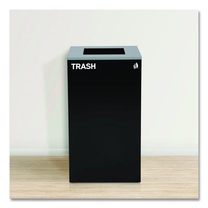 29 Gallon Trash/Recycling Cans, Steel, Green Recycling Can with Mixed Lid, Black Trash Can with Square Lid