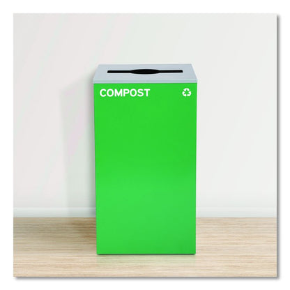 29 Gallon Trash/Recycling Cans, Steel, Green Compost Can with Mixed Lid, Black Trash Can with Square Lid