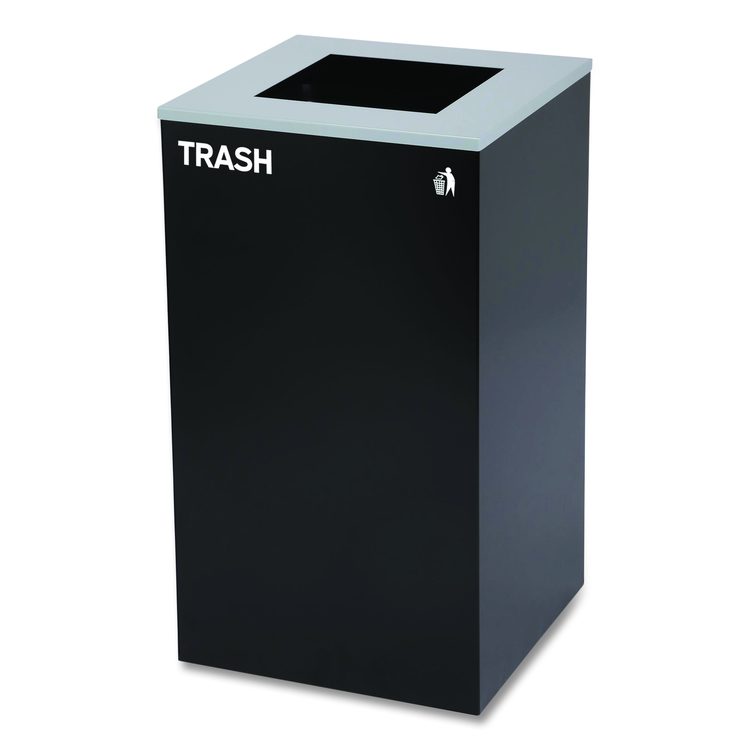 29 Gallon Trash/Recycling Cans, Steel, Green Compost Can with Mixed Lid, Black Trash Can with Square Lid