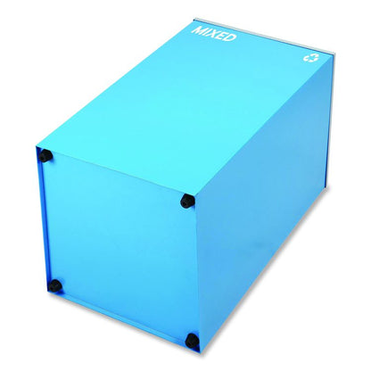 29 Gallon Trash/Recycling Cans, Steel, Blue Mixed Recycling Can, Green Compost Can, Black Trash Can with Square Lids