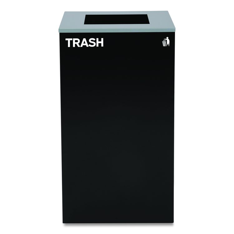 29 Gallon Trash/Recycling Cans, Steel, Blue Mixed Recycling Can, Green Compost Can, Black Trash Can with Square Lids